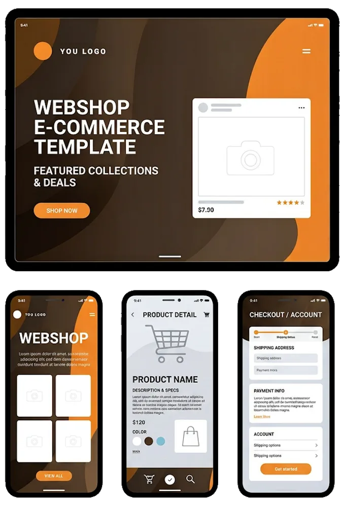 Webshop laten maken: productoverzicht, productdetail en afrekenpagina op desktop en mobiel