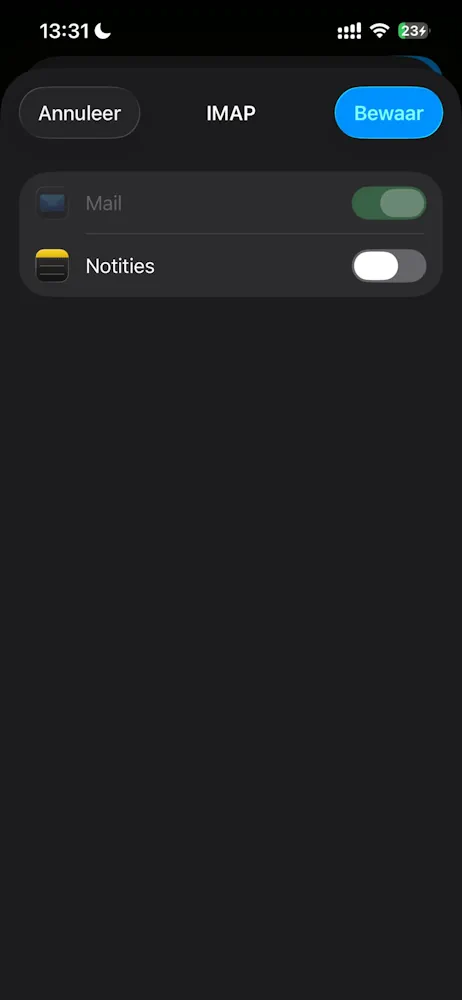 iPhone: e-mailaccount bewaren