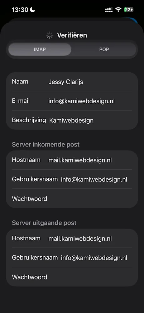 iPhone: IMAP-instellingen controleren