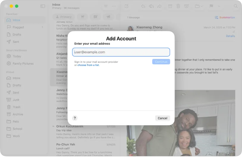Mac: Mail-app openen om een e-mailaccount toe te voegen