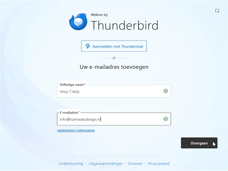 Thunderbird: bestaand e-mailaccount toevoegen