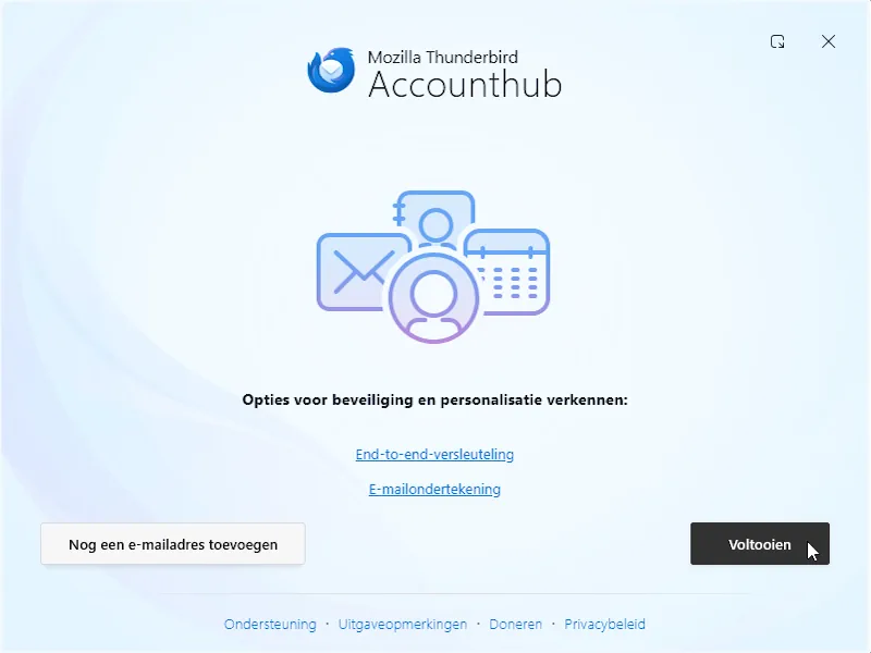 Thunderbird: installatie van het e-mailaccount voltooien