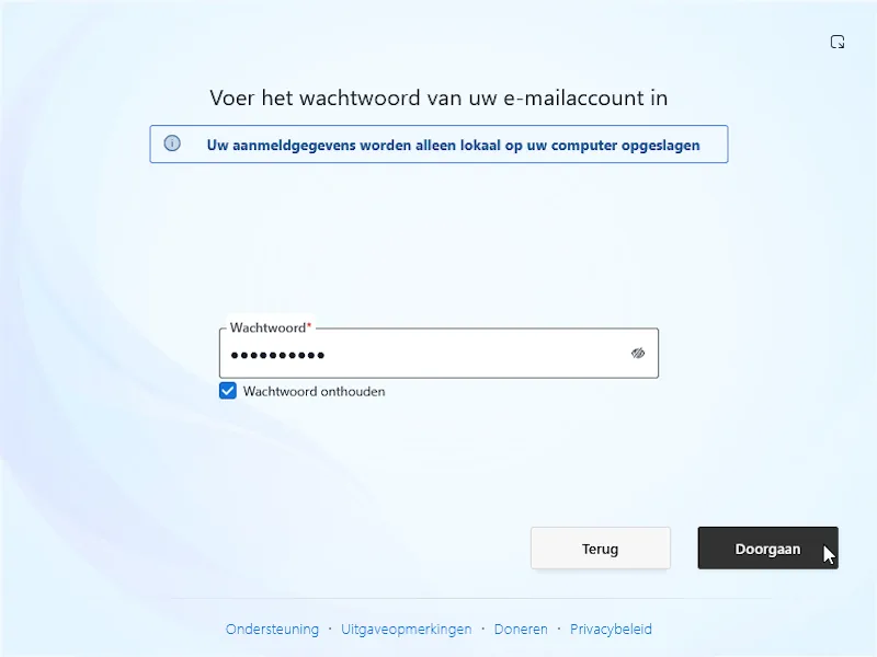 Thunderbird: wachtwoord van het e-mailaccount invoeren