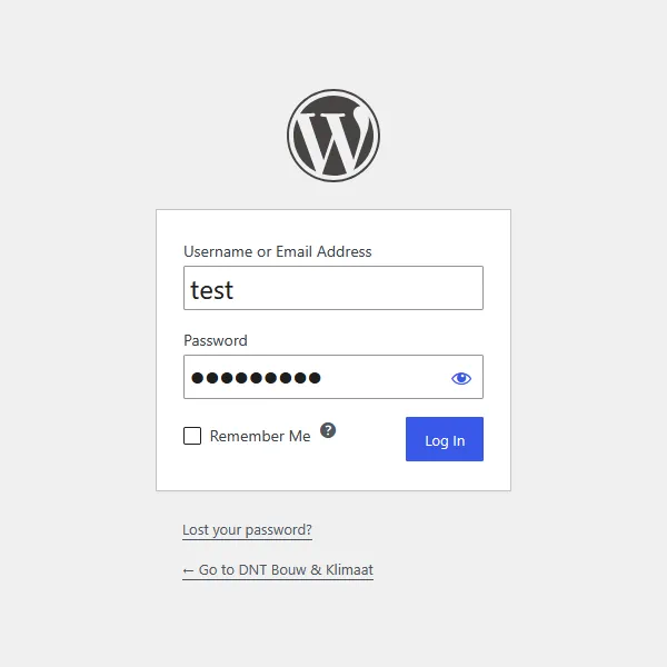 WordPress: gebruikersnaam en wachtwoord invullen