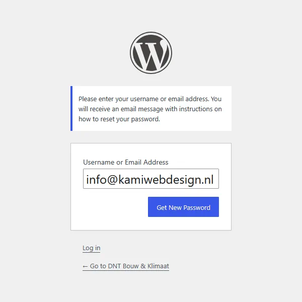 WordPress: nieuw wachtwoord aanvragen via Wachtwoord vergeten
